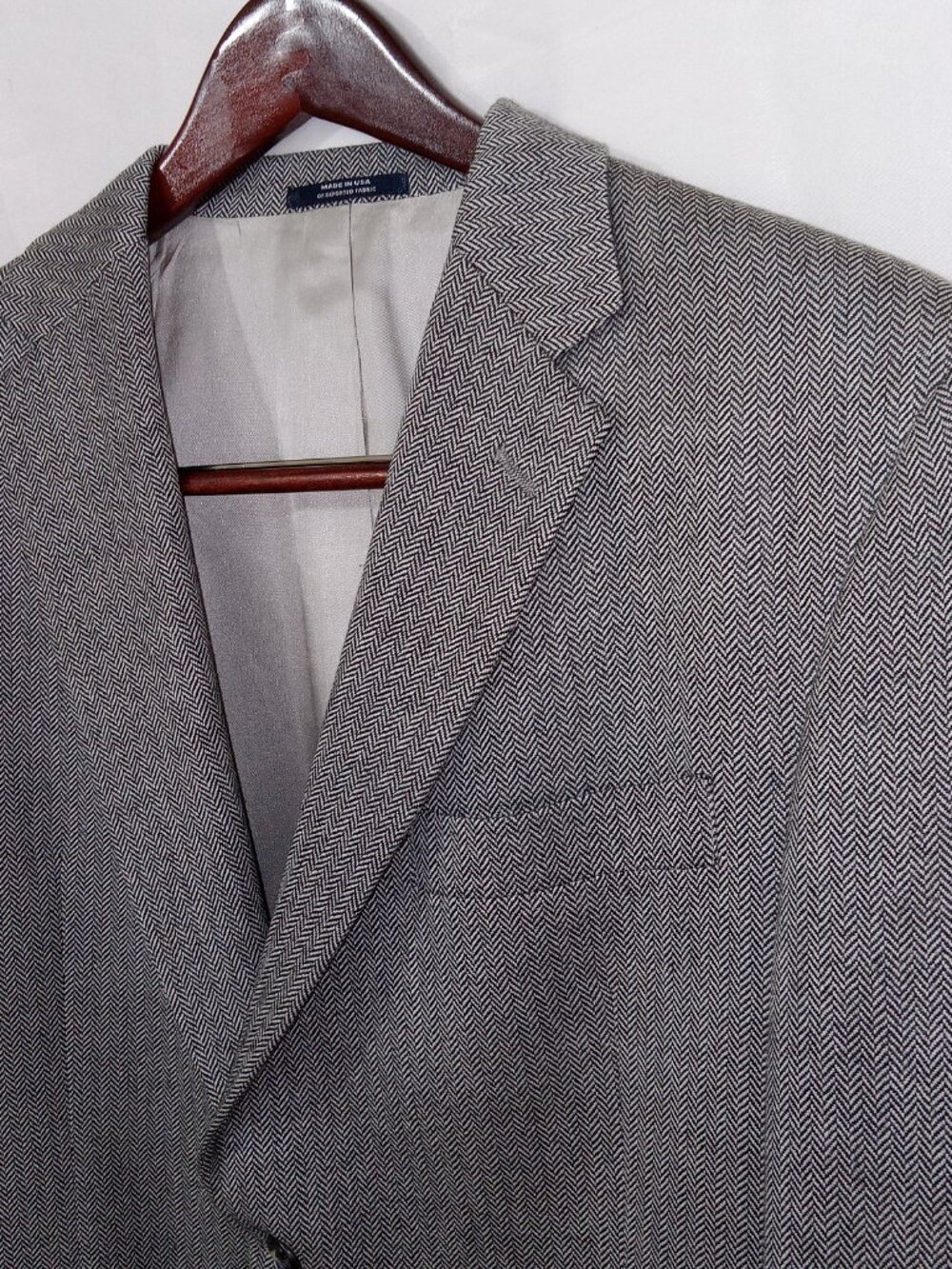 Hart Schaffner Marx Blazer 42S Gray Herringbone Wool USA Union Made Vintage - Picture 2 of 15